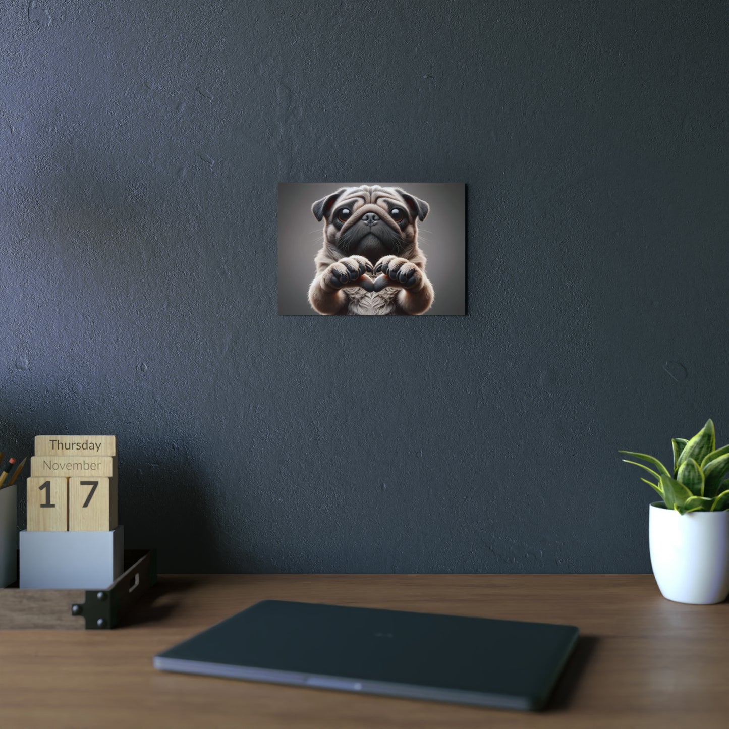 Pug's Playful Love - Aluminum Composite Panel