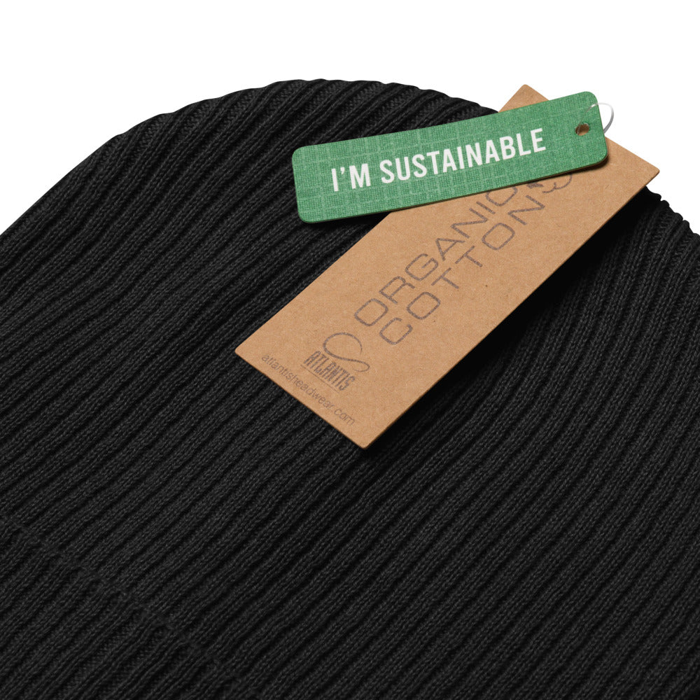 Green Logo Organic ribbed Beanie - Raccoon Collection