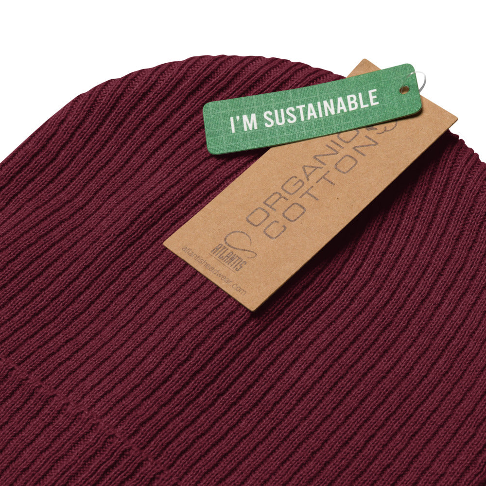 Green Logo Organic ribbed Beanie - Raccoon Collection